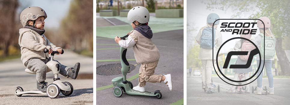 Scoot and Ride sparkcyklar, hjälmar m.m.