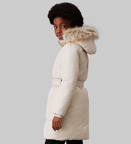 Calvin Klein Paddet Jacket - Classic+ Belted - Pelican