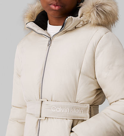 Calvin Klein Paddet Jacket - Classic+ Belted - Pelican