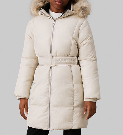 Calvin Klein Paddet Jacket - Classic+ Belted - Pelican