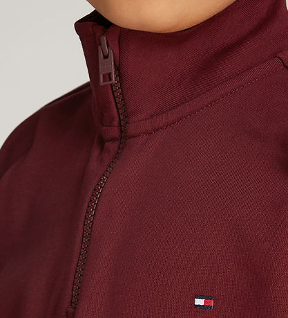 Tommy Hilfiger Sweatshirt - U Essential - Halv zip - Deep Rouge