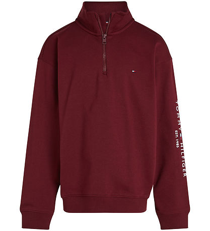 Tommy Hilfiger Sweatshirt - U Essential - Halv zip - Deep Rouge