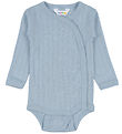 Joha Wrap Bodysuit L/æ - Wool/Silk - Dusty Blue