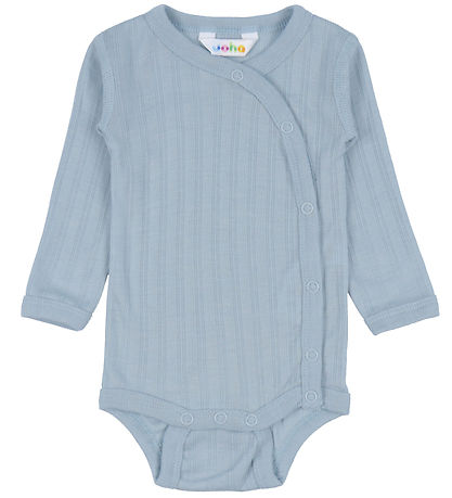 Joha Wrap Bodysuit L/æ - Wool/Silk - Dusty Blue