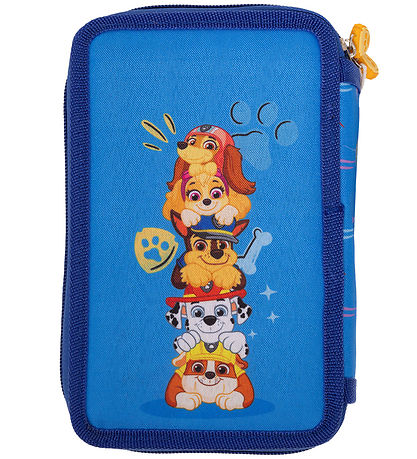 Paw Patrol Pencil Case w. Contents - Double - Blue w. Print