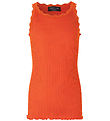 Rosemunde Top - Long - Silk/Cotton - Cherry Tomato w. Lace