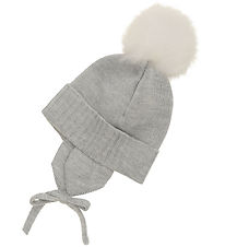 Huttelihut Mütze m. Ohrenklappen - Strick - Wolle - Medium+ Grey
