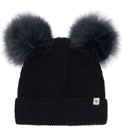 Huttelihut Beanie - Wool/Cotton - Knitted - Phantom w. Tassels