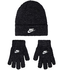 Nike Mütze/Handschuhe - Strick - Schwarz m. Glitzer
