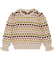 Hust and Claire Blouse - Knitted - Pani - Wheat Melange w. Heart