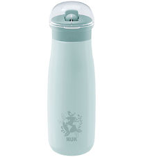 Nuk Water Bottle w. Straws - Mini-Me Flip - 500 mL - Steel - Glo
