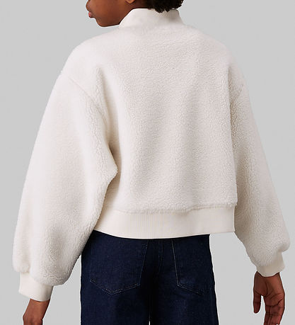 Calvin Klein Fleece Jumper - Sherpa Fleece Zip Up - Ivory
