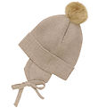 Huttelihut Beanie w. Earflaps - Knitted - Wool - Cobblestone w. 
