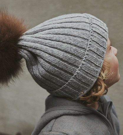 Huttelihut Beanie - Wool/Cotton - Knitted - Medium+ Grey Melange