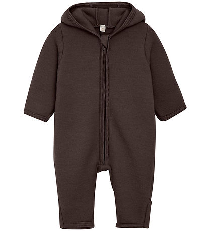 Huttelihut Pramsuit - Wool fleece - Raisin w. Ears