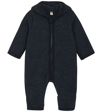 Huttelihut Pramsuit - Wool fleece - Navy w. Ears