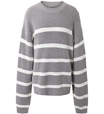 Hound Bluse - Strick - Stripe Strick - Grey