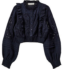 Sofie Schnoor Bluse - Dark Blue m. Lochmuster