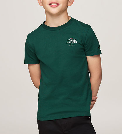 Tommy Hilfiger Stuttermabolur - TH Lógó Puff - Skraut Green