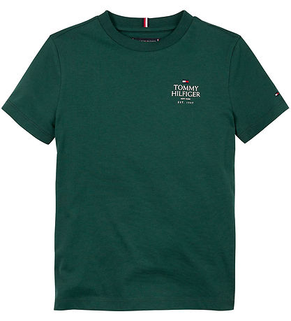 Tommy Hilfiger Stuttermabolur - TH Lógó Puff - Skraut Green