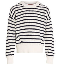 Tommy Hilfiger Bluse - Strick - Essential Stripe - Alt White