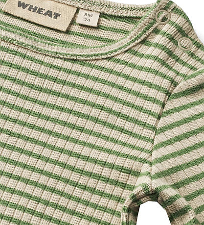 Wheat Bodysuit L/æ - Rib - Berti - Elm Green Stripe