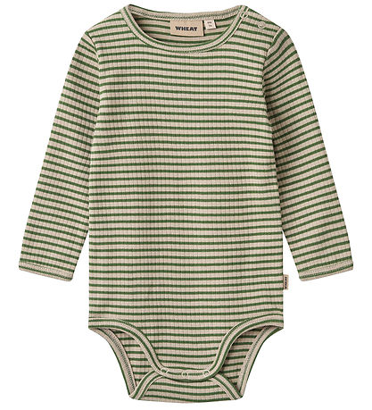 Wheat Bodysuit L/æ - Rib - Berti - Elm Green Stripe
