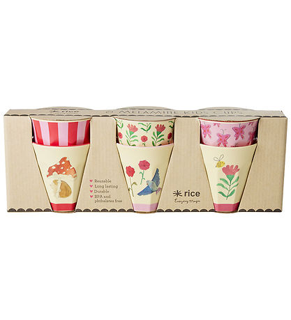 Rice Cups - Melamine - 6 pcs - 160 mL - Pink/Happy Forest