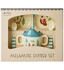 Rice Dinner Set - Melamine - 4 pcs - Blue Happy Forest