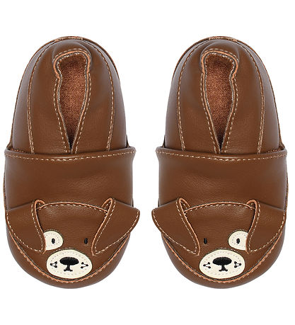 Melton Soft Sole Leather Shoes - Cocoa Brown w. Dog