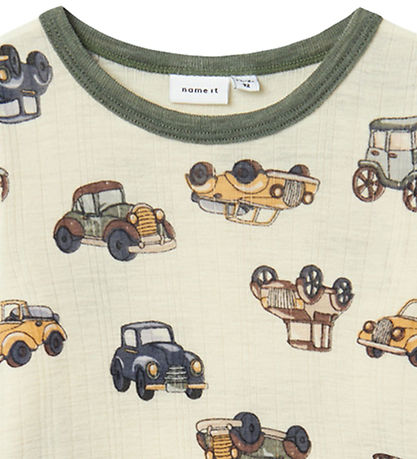 Name It Bodysuit L/æ - Wool - Noos - NmmWang - Snow White w. Car