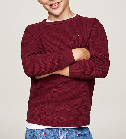 Tommy Hilfiger Blouse - Flag Mini Waffle - Deep Rouge