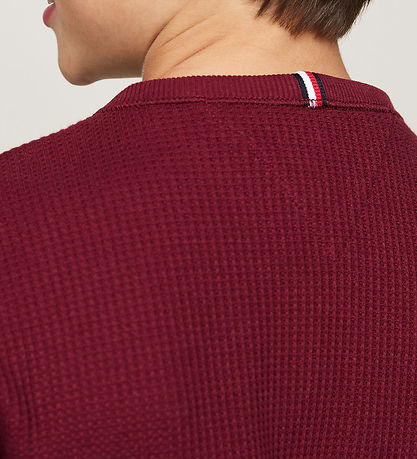 Tommy Hilfiger Blouse - Flag Mini Waffle - Deep Rouge