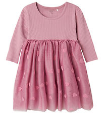 Name It Dress - NbfNajas - Mauve Orchid w. Hearts