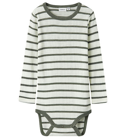 Name It Bodysuit L/æ - Wool - NmmWang - Snow White/Mulled Basil