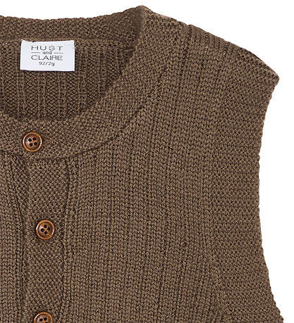 Hust and Claire Waistcoat - Knitted - Wool - Edi - Coffee