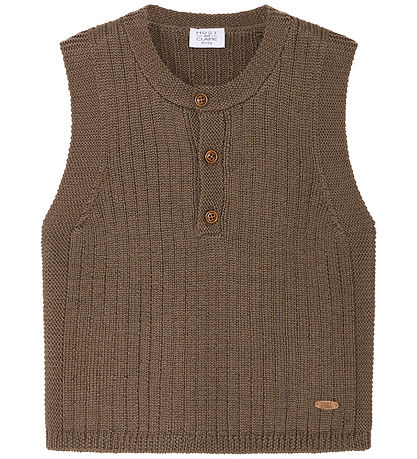 Hust and Claire Waistcoat - Knitted - Wool - Edi - Coffee