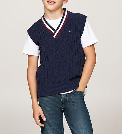 Tommy Hilfiger Vesti - Prjónað - Global Chenille - Desert Sky
