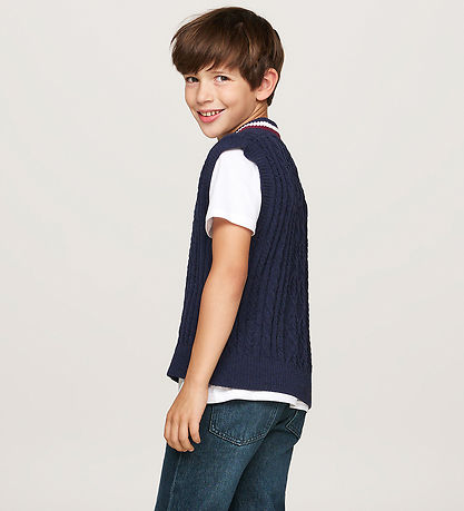 Tommy Hilfiger Vesti - Prjónað - Global Chenille - Desert Sky