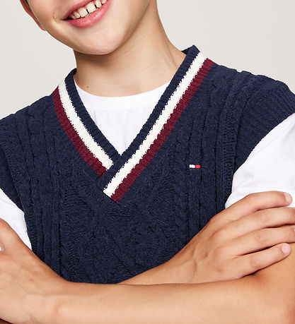 Tommy Hilfiger Vesti - Prjónað - Global Chenille - Desert Sky