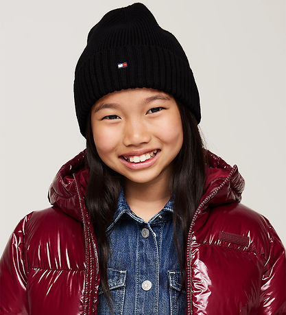 Tommy Hilfiger Beanie - Knitted - Small Flag Beanie - Black