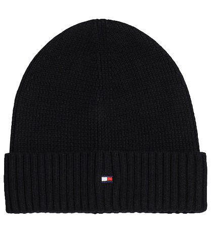 Tommy Hilfiger Beanie - Knitted - Small Flag Beanie - Black