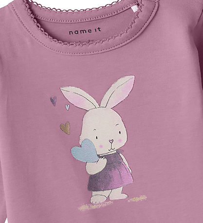 Name It Bodysuit L/æ - NbfNejse - Mauve Orchid w. Rabbit