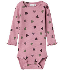 Name It Body L/æ - Rib - NbfNitte - Mauve Orchid m. Herzen