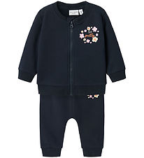 Name It Sweatset - NbfVrillie - Dark Sapphire m. Blumen