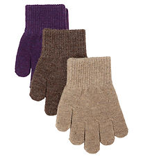 Mikk-Line Gloves - Wool/Polyamide - 3-Pack - Nightshade/Chocolat