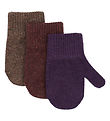 Mikk-Line Mittens - Wool/Polyamide - 3-Pack - Nightshade/Chocola