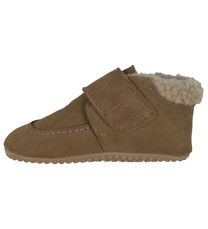 Pom Pom Leder-Krabbelschuhe Mit Futter - Hirte Klettband - Dust