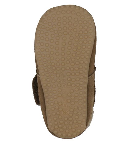 Pom Pom Leder-Krabbelschuhe Mit Futter - Hirte Klettband - Dust