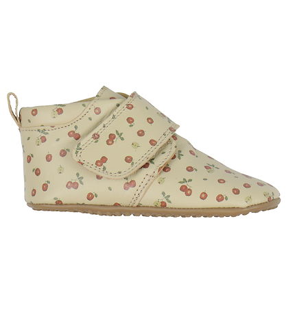 Pom Pom Soft Sole Leather Shoes - Beginners Velcro - Apple AOP